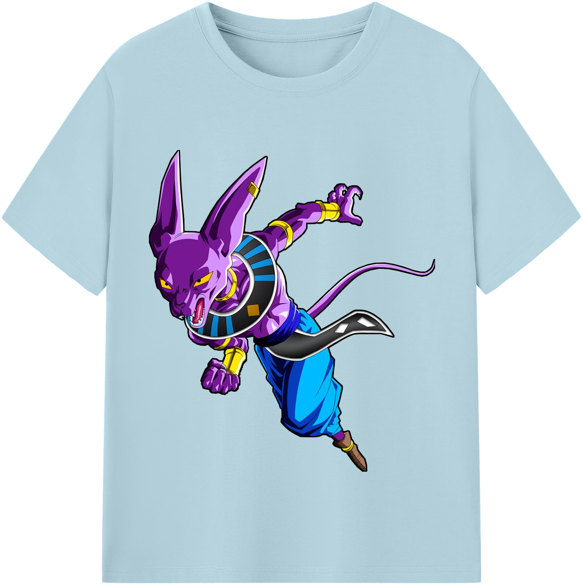 （画像用） ドラゴンボール ビルス 破壊神ビルス DRAGON BALL Beerus Birusu 綿100％半袖Tシャツ（フロントプリント）